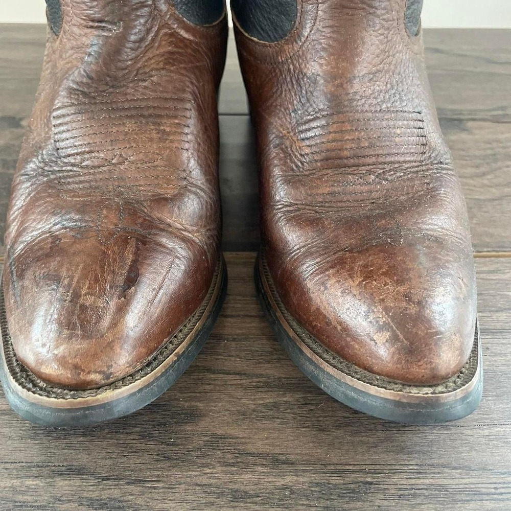 Tony Lama Men's 7900 Brown Black Stiched Western Boots Size 8D - Picture 6 of 8